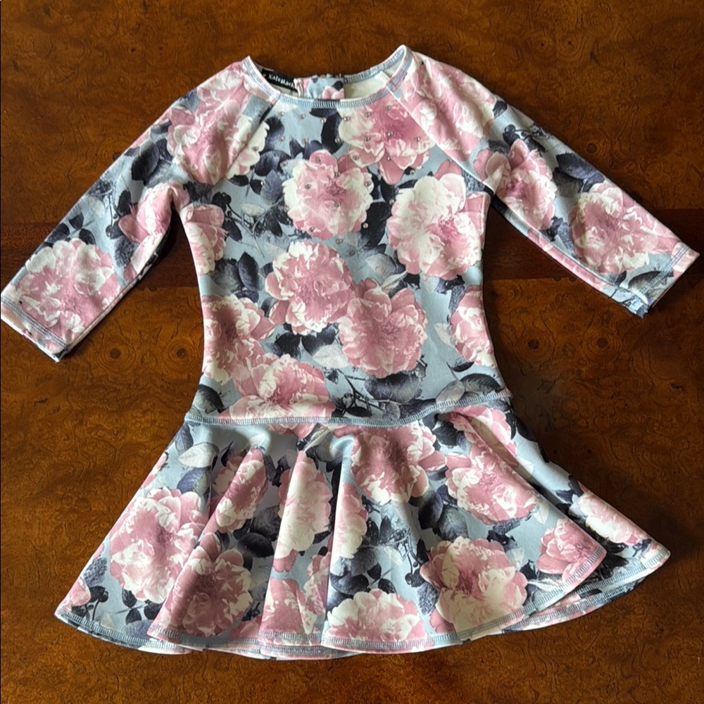 Kate Mack Floral Pink and Gray Dress